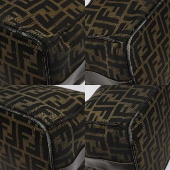 FENDI Zucca Canvas Hand Bag Brown Black Gold - Picture 10 of 13